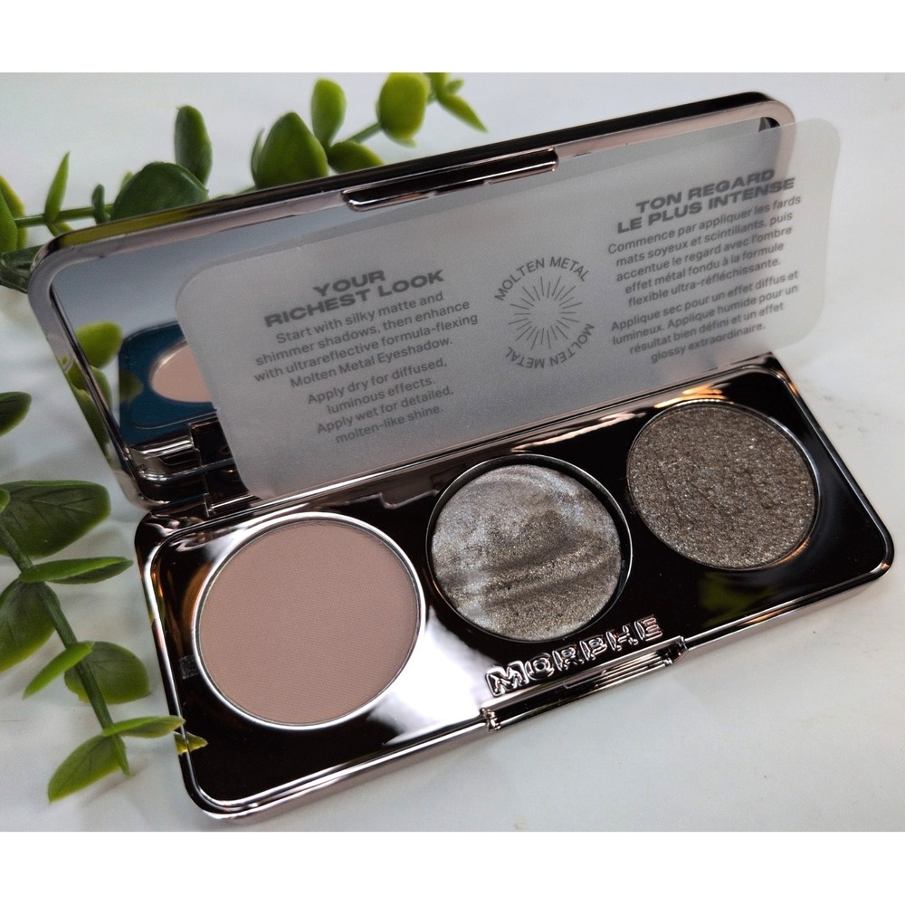 NWOB!🩷Morphe PLATINUM BOMBSHELL Eyeshadow Trio Palette Mirror Good Heir Money